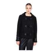 Korte Montgomery Jas met Leren Details Silvian Heach , Black , Dames