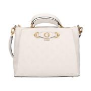 Stijlvolle handtas met logo ritssluiting Guess , White , Dames