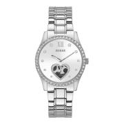 Hart wijzerplaat roestvrijstalen armbandhorloge Guess , White , Dames