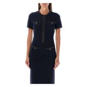 Navy Gebreide Vest met Kralenversieringen Self Portrait , Blue , Dames