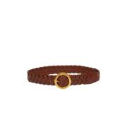 Gevlochten leren riem met ronde gesp Max Mara Weekend , Brown , Dames