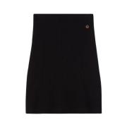 Gebreide Wollen A-Lijn Rok Busnel , Black , Dames