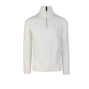 Slim Fit Half-Zip Wollen Trui Paolo Pecora , White , Heren