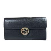 Pre-owned Leather wallets Gucci Vintage , Black , Dames