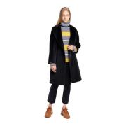 Klassieke pasvorm jas met V-hals Max Mara Studio , Black , Dames