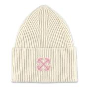 Ivoor Pijl Beanie Hoed Off White , Beige , Dames