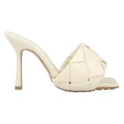 Leather sandals Bottega Veneta , White , Dames