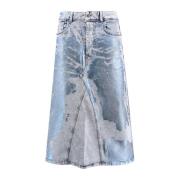 Gelamineerde Print Denim Rok Diesel , Blue , Dames