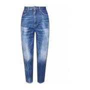 Blauwe Cropped Jeans Ss22 Dsquared2 , Blue , Dames