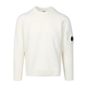 Witte Lamswol Crew Neck Sweater C.p. Company , White , Heren