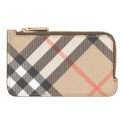 Geruit Motief Kaarthouder Burberry , Beige , Dames