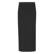 Zwarte wollen rok met elastische taille Msgm , Black , Dames