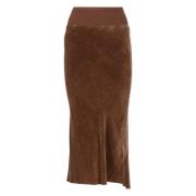 Bruin Fluweel Asymmetrische Rok Vrouw Rick Owens , Brown , Dames