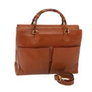 Pre-owned Leather handbags Gucci Vintage , Brown , Dames