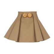 Wijd uitlopend geplooid grain de poudre rok Balmain , Beige , Dames