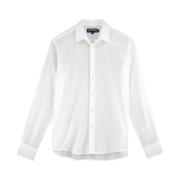 Licht Solid Unisex Katoen Voile Shirt Vilebrequin , White , Heren