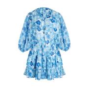 Tahiti Flowers Ruffle Mini Jurk Vilebrequin , Blue , Dames