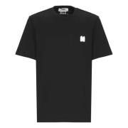 Zwarte Katoenen T-shirt met Borduurwerk Msgm , Black , Heren