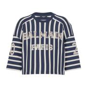 Gestreept Baseball T-shirt Balmain , Multicolor , Dames