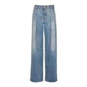 Geplooide denim jeans Balmain , Blue , Dames