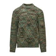 Multicolor Crew-neck Sweater met Vlecht Patroon BomBoogie , Green , He...