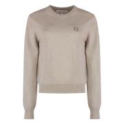 Vos Patch Wollen Trui Maison Kitsuné , Beige , Dames