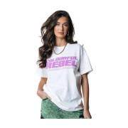 Big Puff Logo T-shirt Colourful Rebel , White , Dames