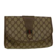 Pre-owned Leather clutches Gucci Vintage , Beige , Dames