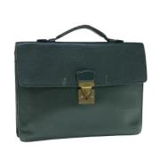 Pre-owned Leather briefcases Louis Vuitton Vintage , Green , Dames