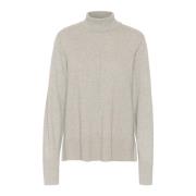 Grijze Melange Rollneck Pullover Trui Cream , Gray , Dames