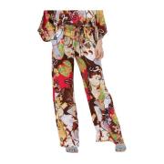 Festival Print Viscose Satin Broek Summum Woman , Multicolor , Dames