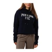 Blauwe Hoodie Print Sweater Penn&Ink N.Y , Blue , Dames