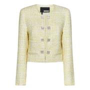 Gele Bouclé Tweed Cropped Blazer Rotate Birger Christensen , Yellow , ...