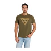 Geborduurd Driehoek Logo Katoenen T-shirt Guess , Green , Heren