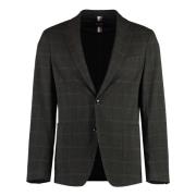 Slim Fit Geruite Jas met Revers Hugo Boss , Green , Heren