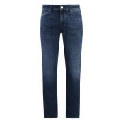 Slim Fit Jeans met Achterlogo Hugo Boss , Blue , Heren