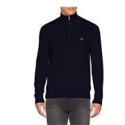 Blauwe Wol Half-Zip Sweater Lacoste , Blue , Heren