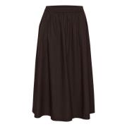 Elegante Chocolate Plum Rok met Zakken Cream , Brown , Dames