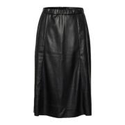 Pitch Black Midi Rok A-lijn Stijl Cream , Black , Dames