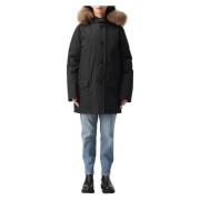 Arctische Afneembare Bont Parka Jas Woolrich , Black , Dames