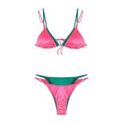 Verstelbare driehoek bikini met Braziliaanse slip Me-Fui , Pink , Dame...