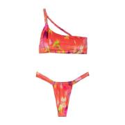 Eén-schouder Bikini Top en Braziliaanse Slip Me-Fui , Multicolor , Dam...