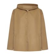 Beige Wol Korte Jas met Capuchon Max Mara Weekend , Beige , Dames