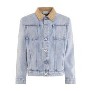 Heren Gewassen Denim Jack Drole de Monsieur , Blue , Heren