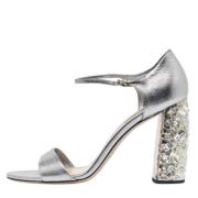 Pre-owned Leather sandals Miu Miu Pre-owned , Gray , Dames