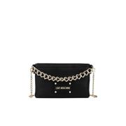 Zwarte Logo Plaque Crossbody Tas Moschino , Black , Dames