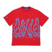 Rode Mannen Tee met Octopus Logo Octopus , Red , Heren