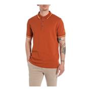 Polo Korte Mouw Replay , Brown , Heren