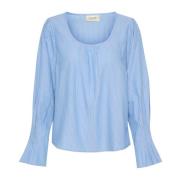 Vrouwelijke Blauw/Wit Gestreepte Blouse Cream , Blue , Dames