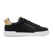 Zwart Goud Portofino Sneakers Vetersluiting Dolce & Gabbana , Black , ...